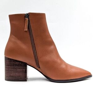 Paolo Tan Ankle Booties with Chunky Heel